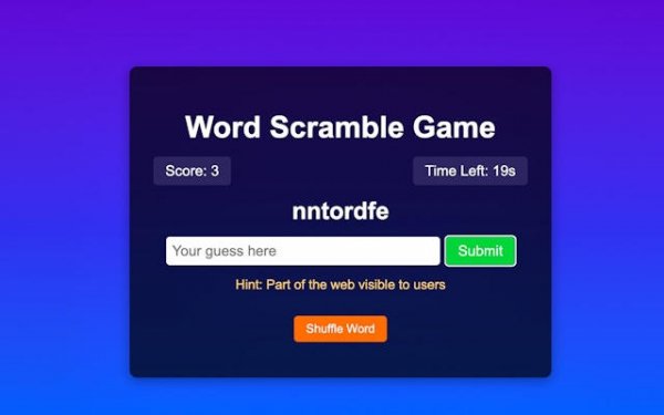 Word Scramble Game Challenge Online Puzzle
